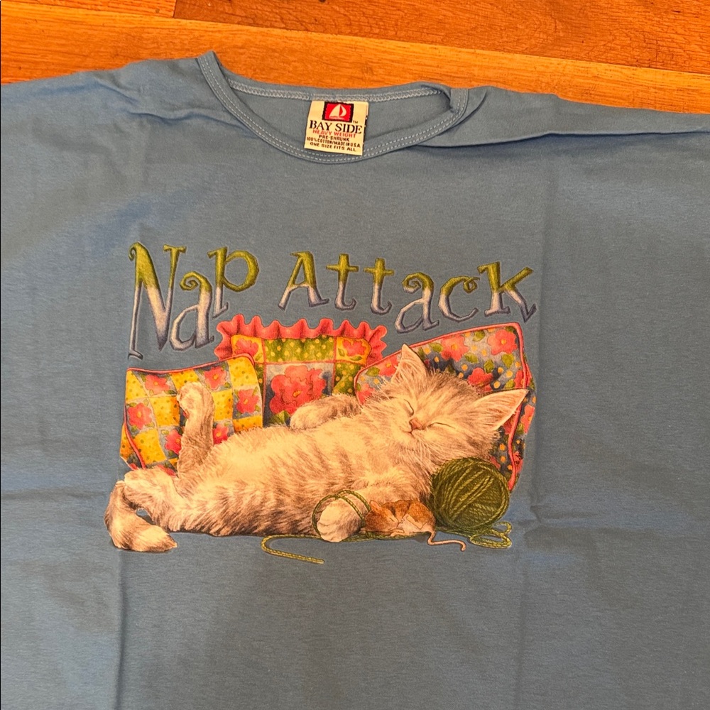 Bay Side Blue Nap Attack Cat Tee